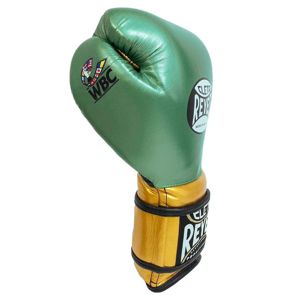 CLETO REYES GLOVES HOOK AND LOOP WBC LIMITED EDITION METALLIC GREEN/GOLD - Image 3