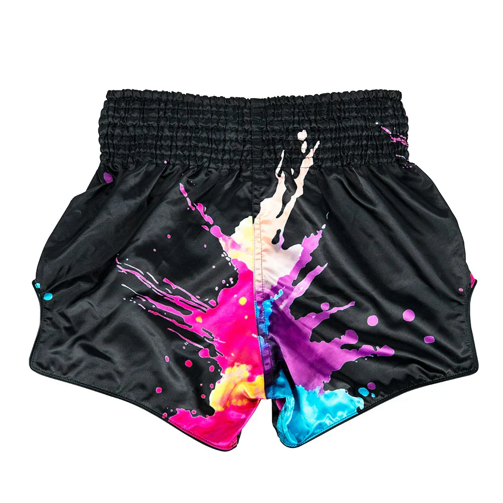 FAIRTEX THAI SHORTS SLIM CUT SATIN FUNKY SPLASH MULTICOLOR - Image 3