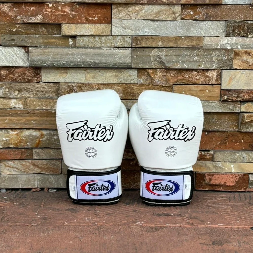 FAIRTEX GLOVES BGV1 HOOK AND LOOP LEATHER WHITE - Image 2