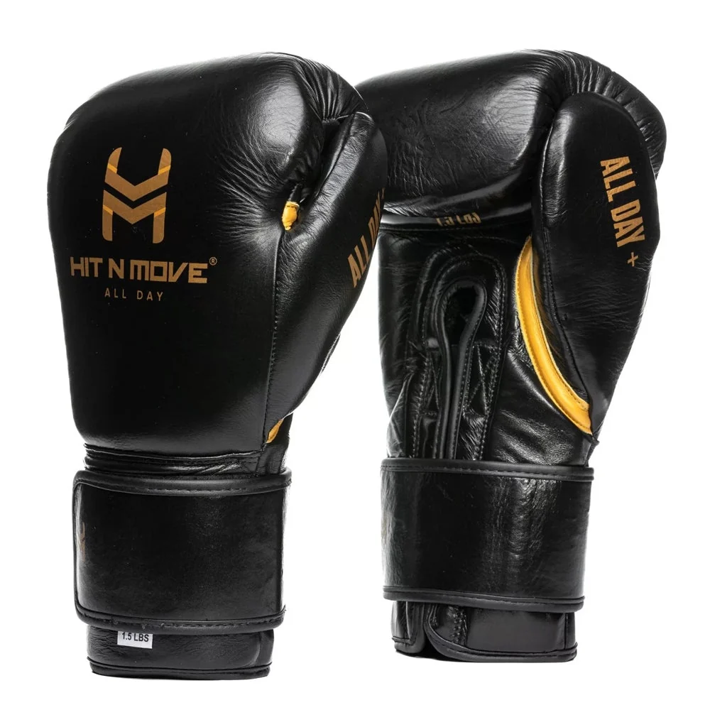 HIT N MOVE GLOVES CONDITIONING 24OZ HOOK & LOOP BLACK / GOLD