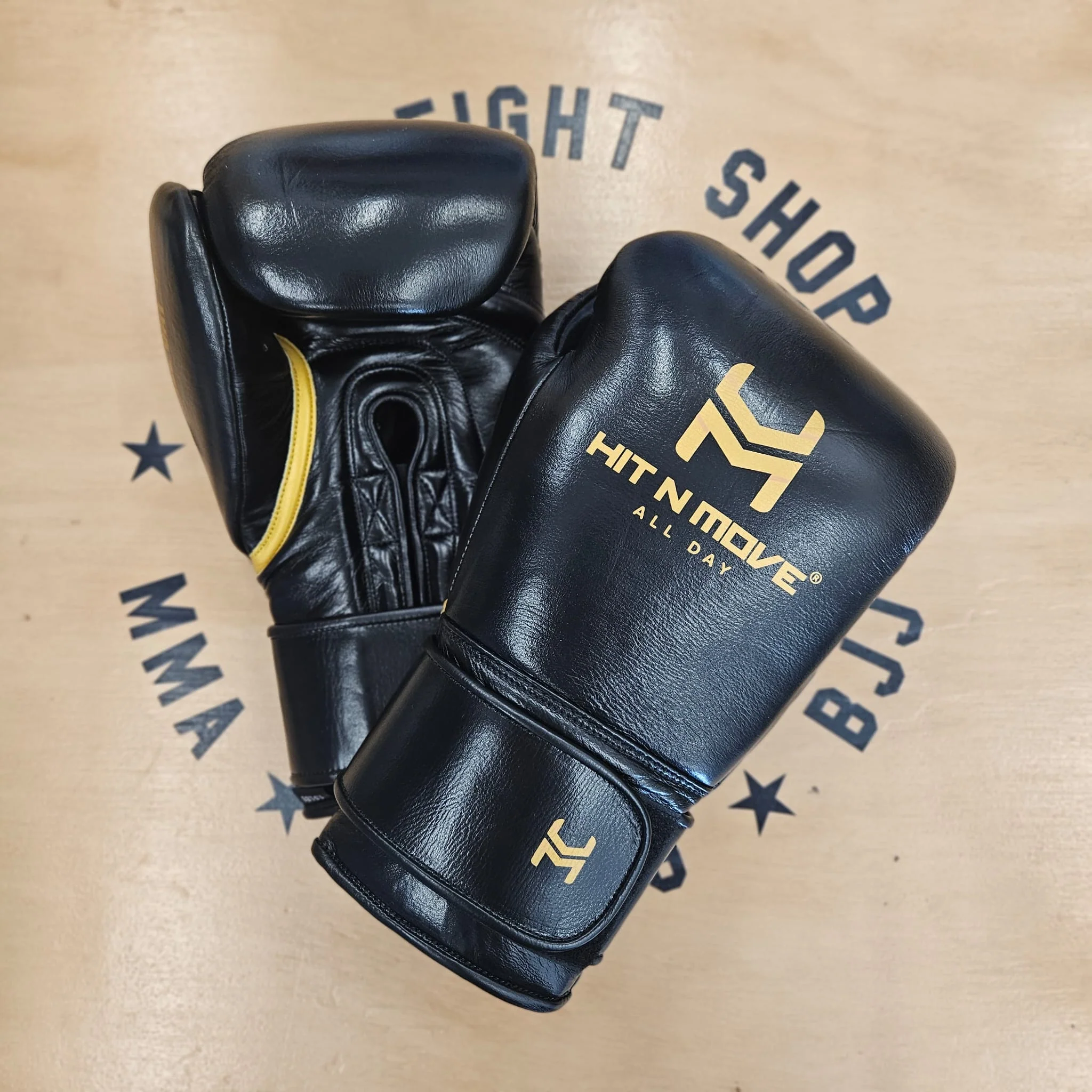 HIT N MOVE GLOVES CONDITIONING 24OZ HOOK & LOOP BLACK / GOLD - Image 2