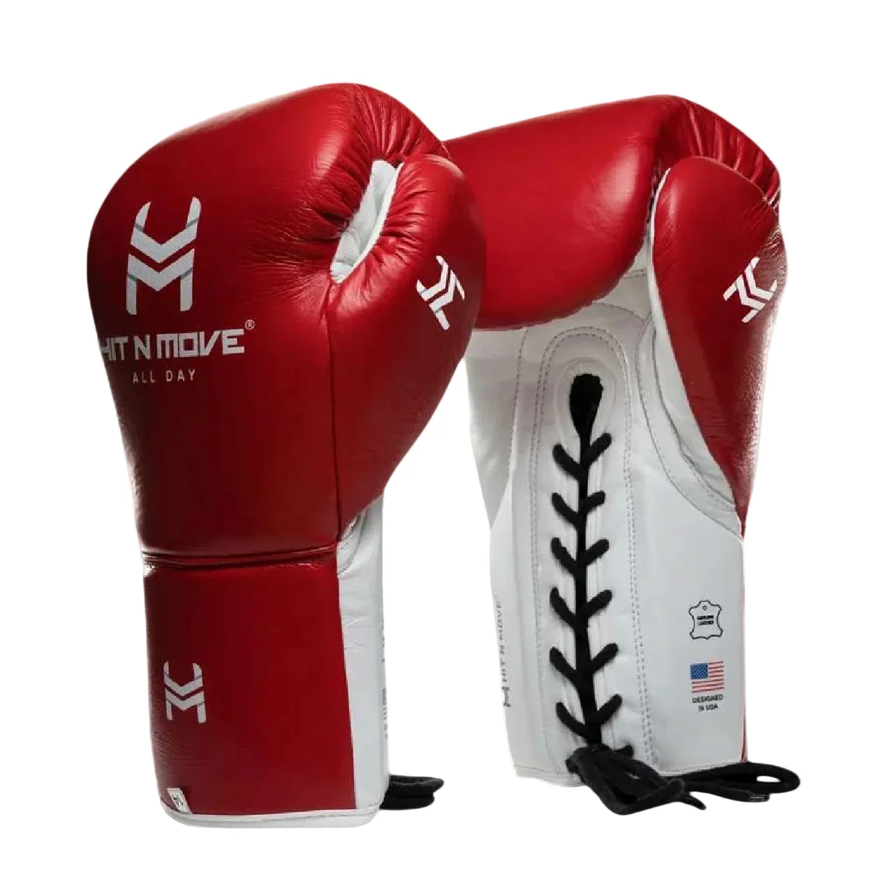HIT N MOVE GLOVES AGILITY PRO GRIP LACE UP RED/WHITE