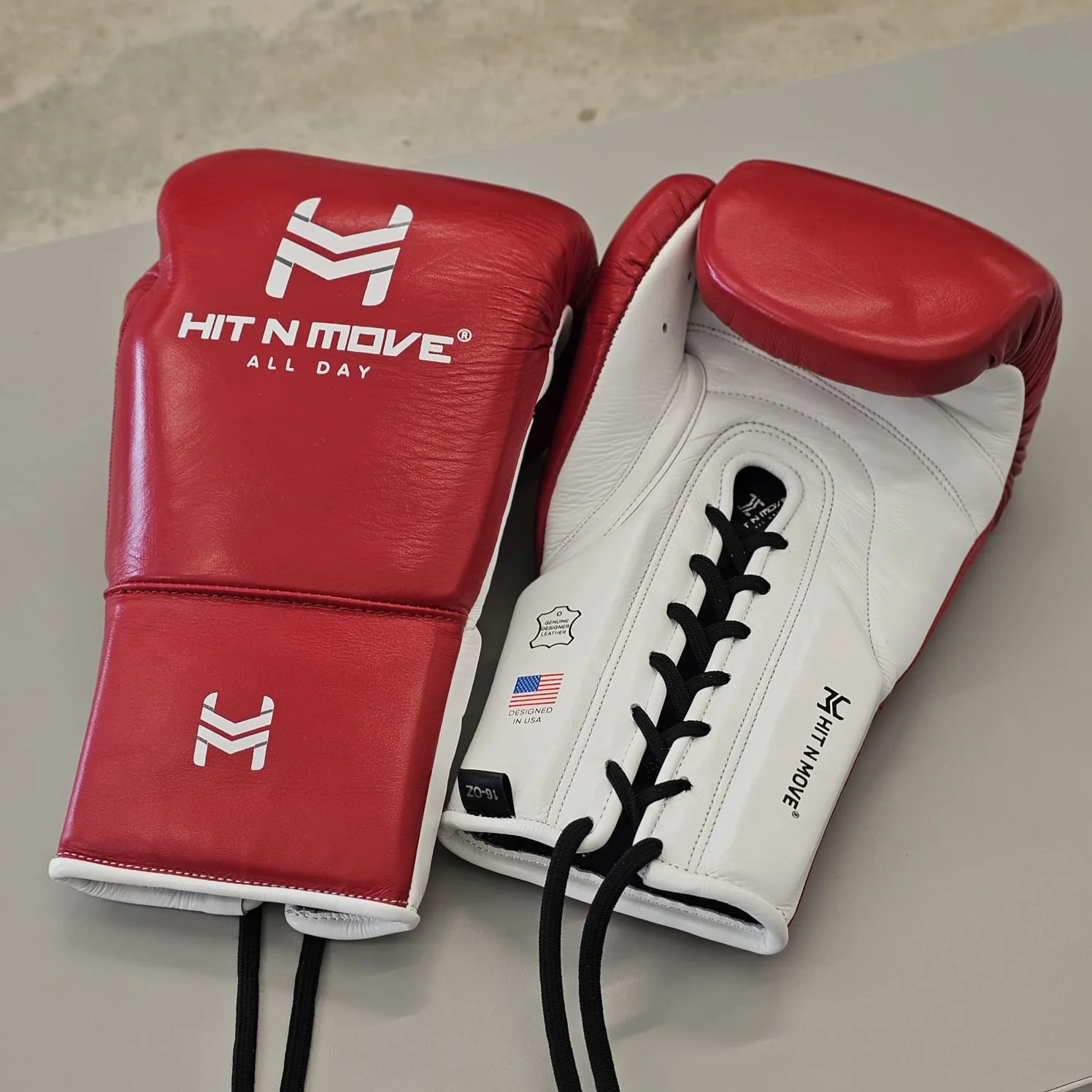 HIT N MOVE GLOVES AGILITY PRO GRIP LACE UP RED/WHITE - Image 2