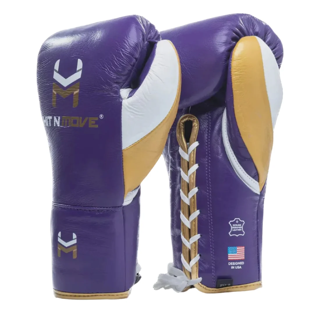 HIT N MOVE GLOVES PRO FIGHT HOOK & LOOP PURPLE/GOLD/WHITE