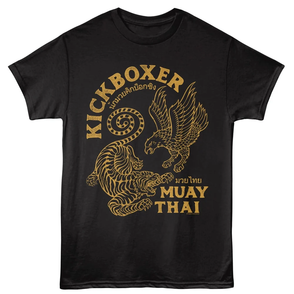 KICK BOXER SHIRT TIGER EAGLE MUAY THAI BLACK/GOLD