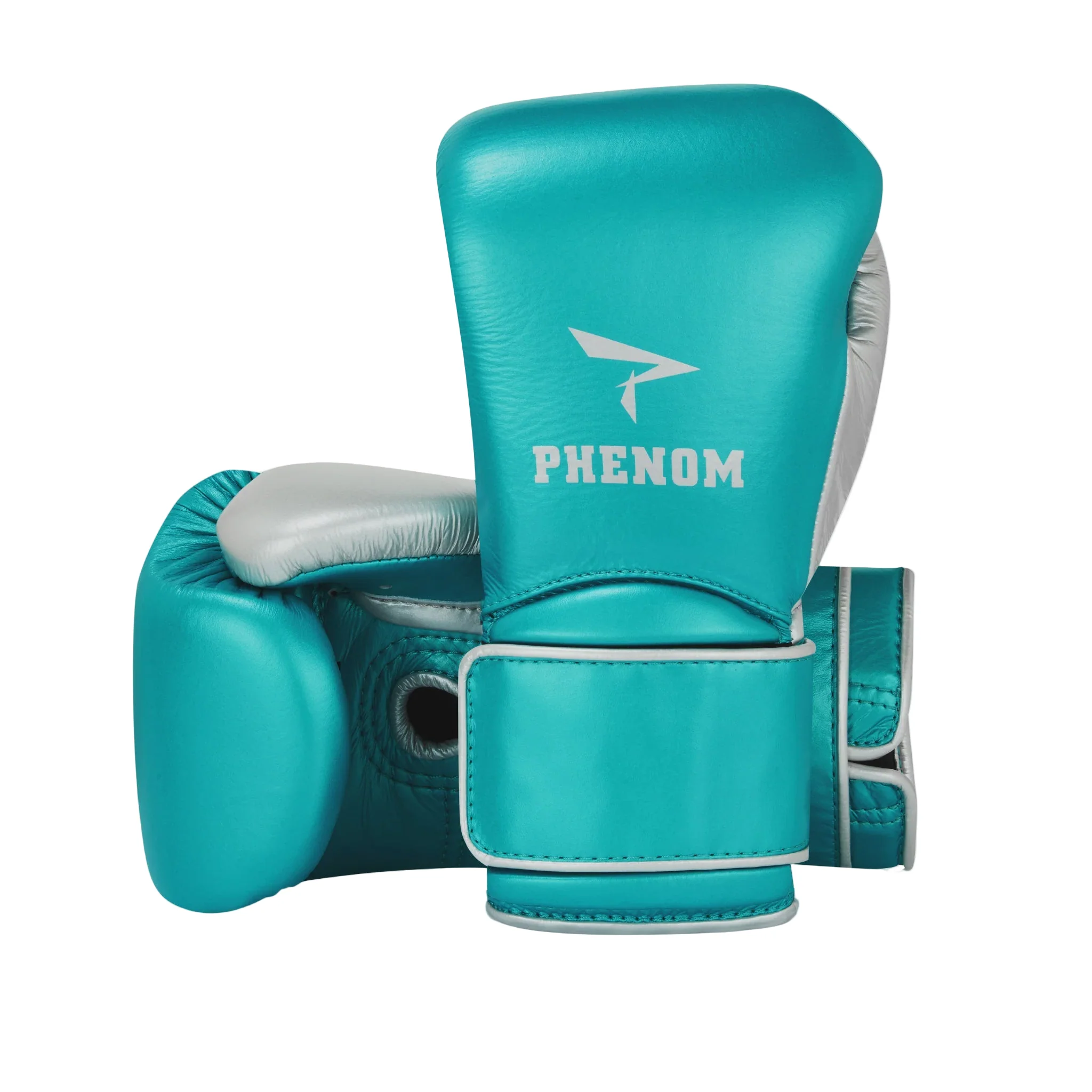 PHENOM BOXING GLOVES ELITE SG202S HOOK AND LOOP TEAL BLUE/SILVER