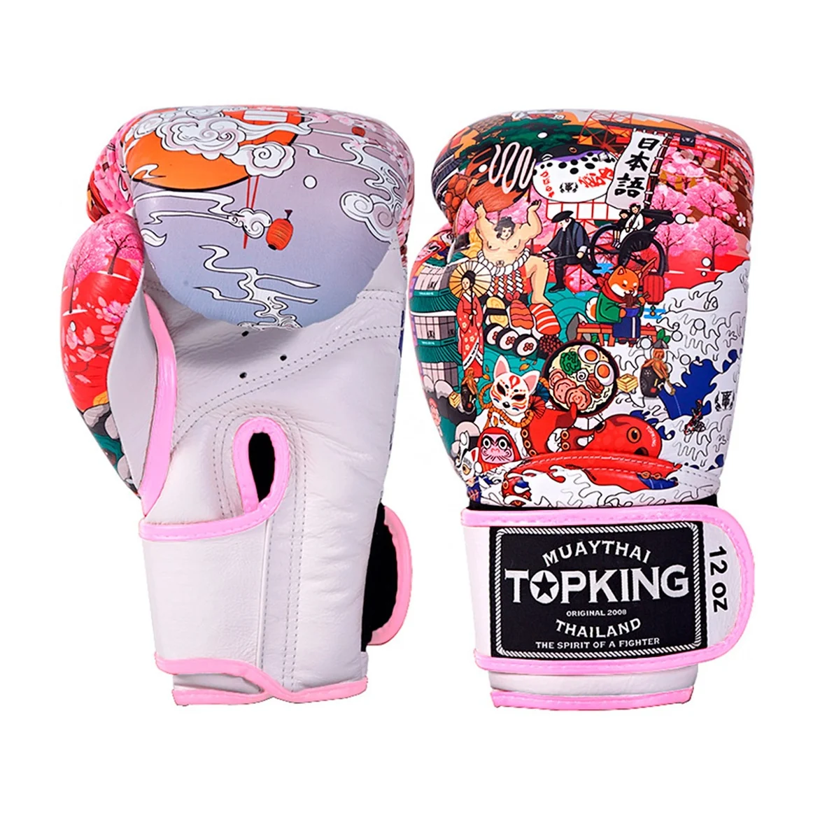 TOP KING GLOVES JAPANESE CULTURE HOOK AND LOOP WHITE/PINK