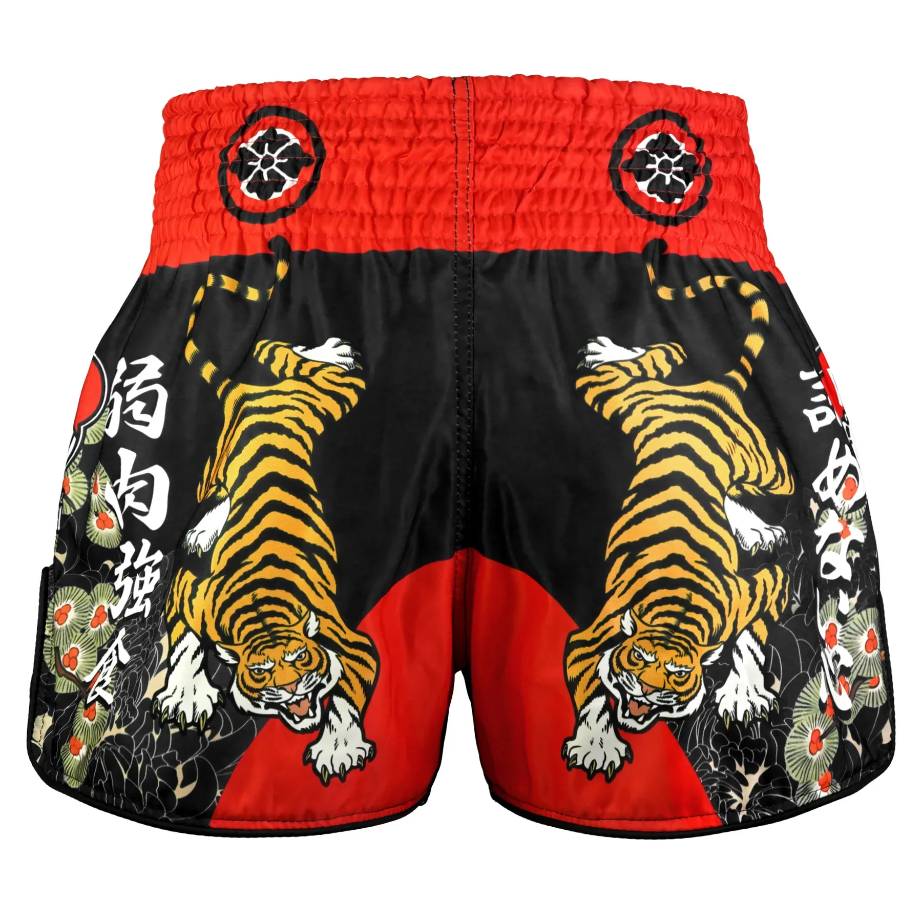 TUFF MUAY THAI SHORTS HIGH CUT RETRO DEN OF THE BRAVE BLACK/RED - Image 3