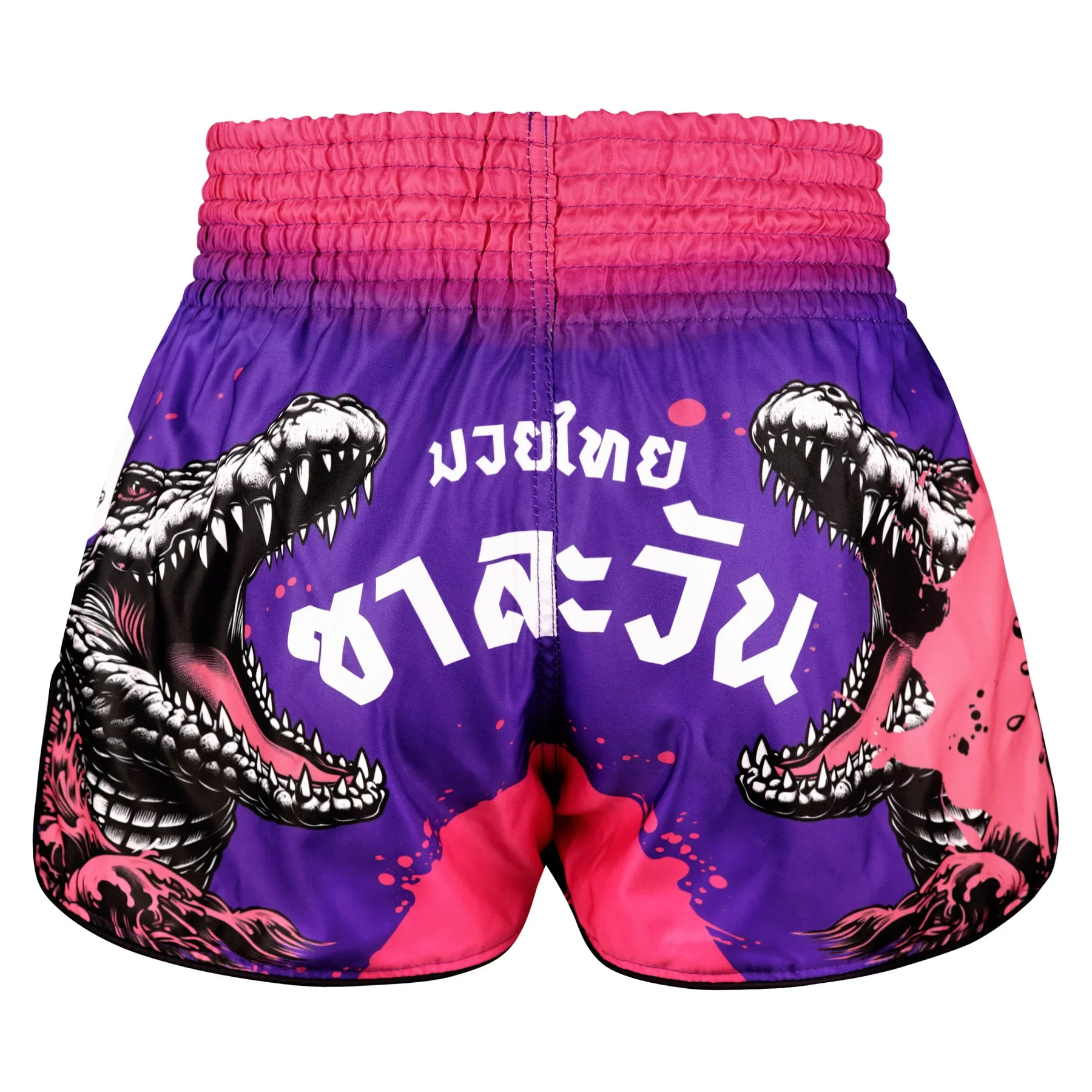 TUFF MUAY THAI SHORTS HIGH CUT RETRO KRAI THONG'S SPEAR PURPLE/PINK - Image 3
