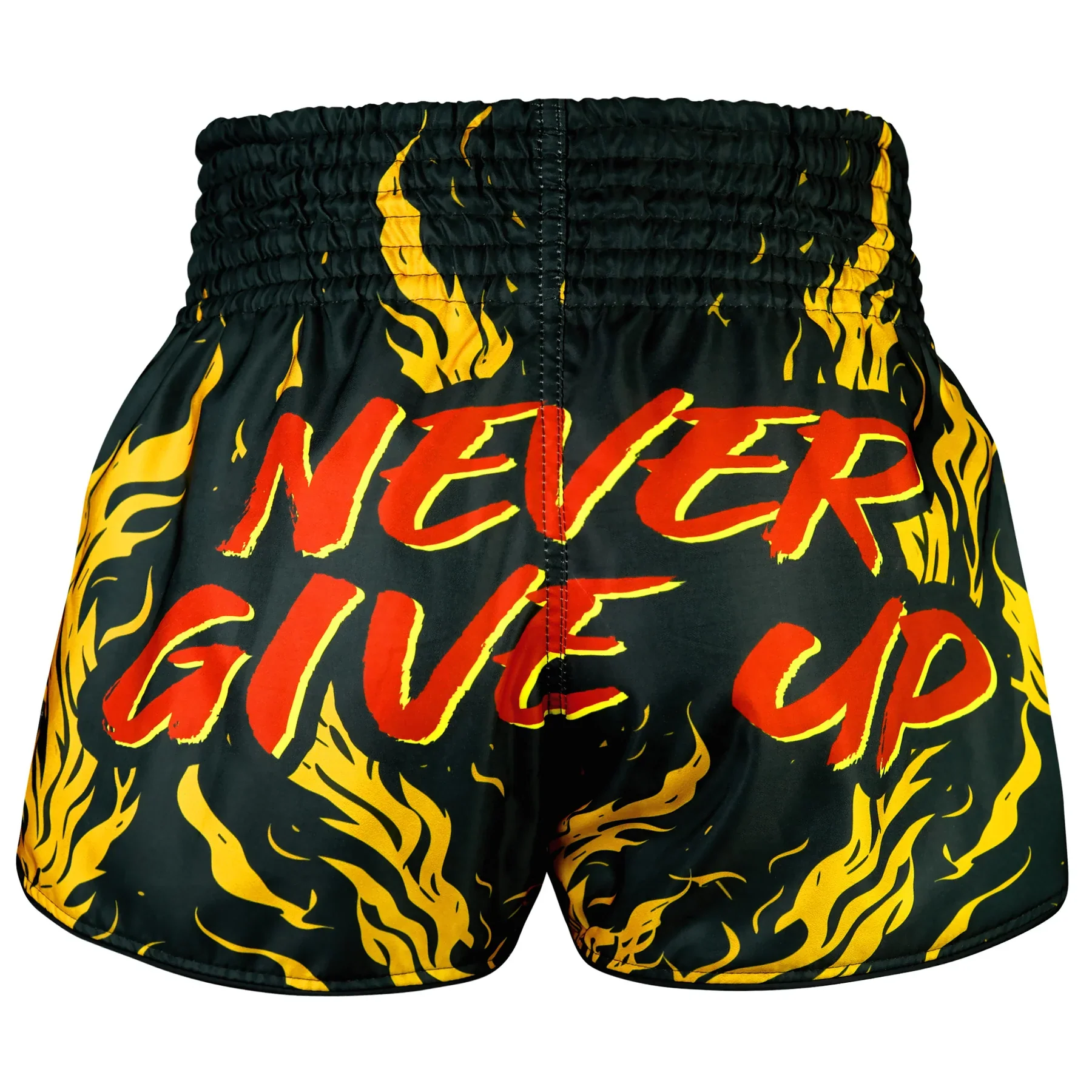 TUFF MUAY THAI SHORTS HIGH CUT RETRO REIGN OF KONG BLACK/YELLOW - Image 3