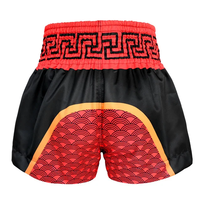 TUFF MUAY THAI SHORTS RED DRAGON IN BLACK RED/DRAGON - Image 3