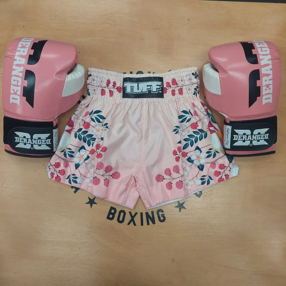 TUFF MUAY THAI SHORTS SAKURA PINK/BLUE - Image 2