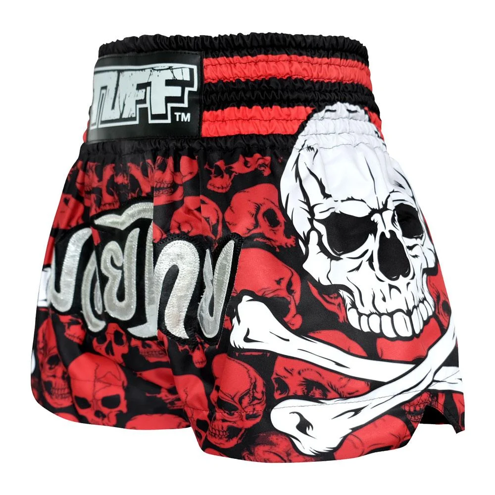 TUFF MUAY THAI SHORTS SKULL RED/BLACK - Image 3