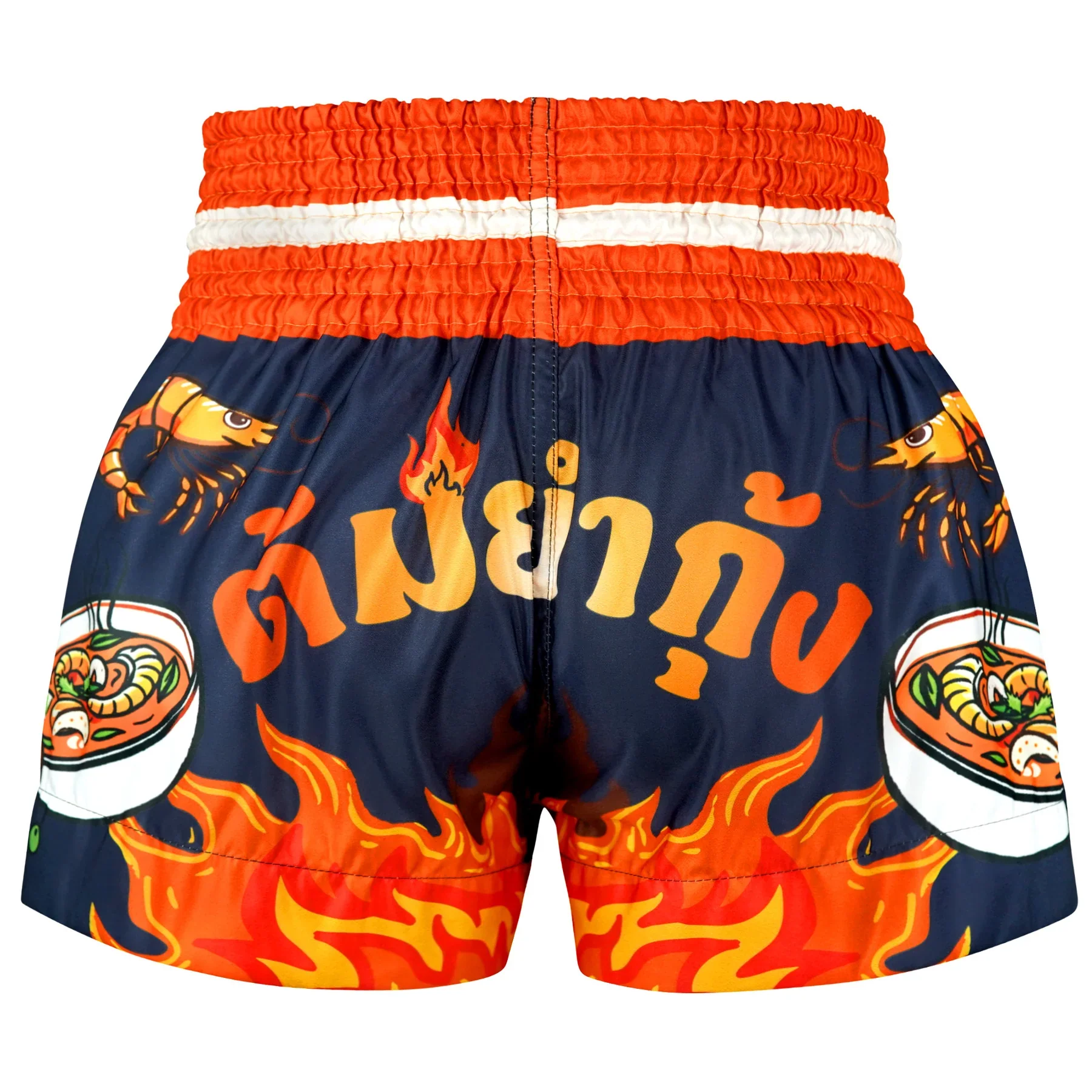 TUFF MUAY THAI SHORTS TOM YUM POWER NAVY BLUE/ORANGE - Image 3