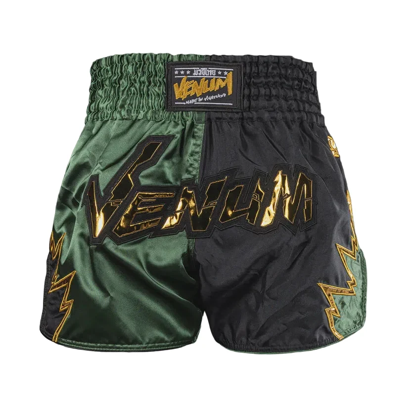 VENUM THAI SHORTS INFERNO 2.0 BLACK/GREEN KHAKI