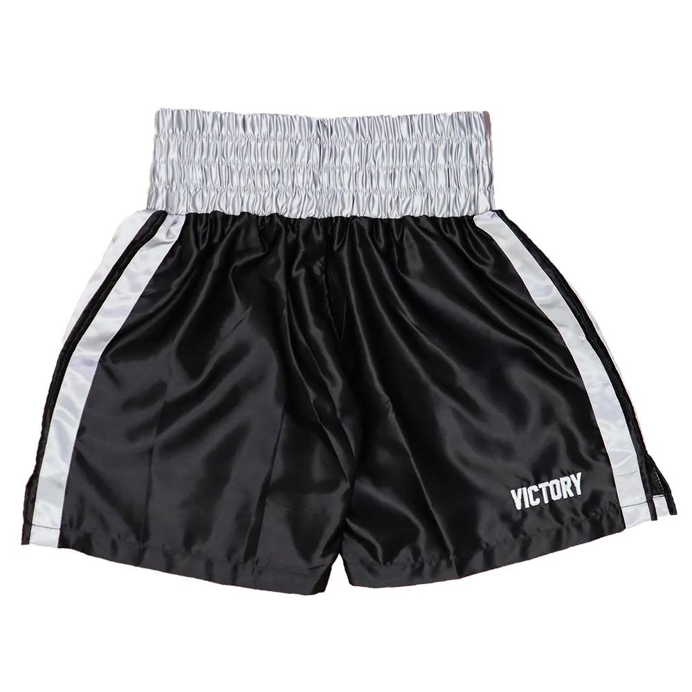 VICTORY BOXING SHORTS VICE SERIES SHORTER HYBRID CUT BLACK/SILVER - Image 3