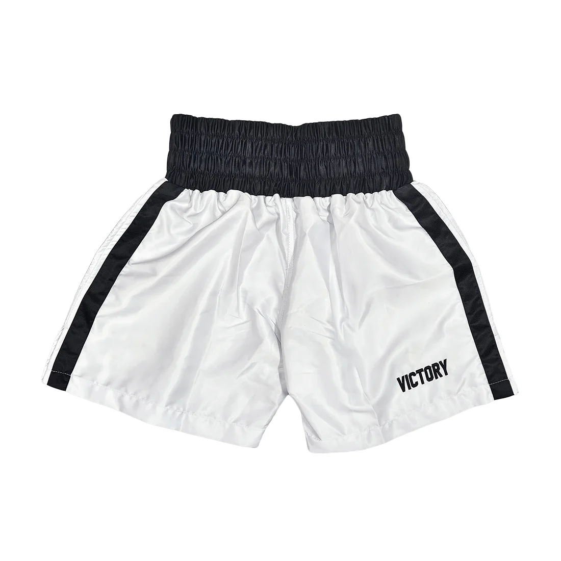 VICTORY BOXING SHORTS VICE SERIES SHORTER HYBRID CUT WHITE/BLACK - Image 2