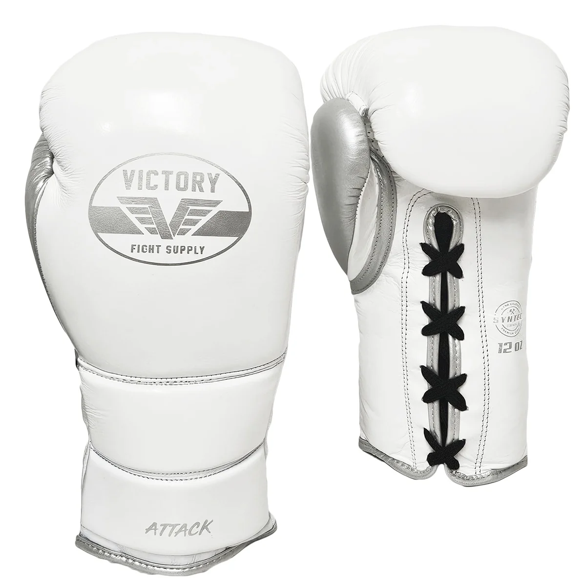 VICTORY GLOVES ATTACK LEATHER LACE WHITE/SILVER