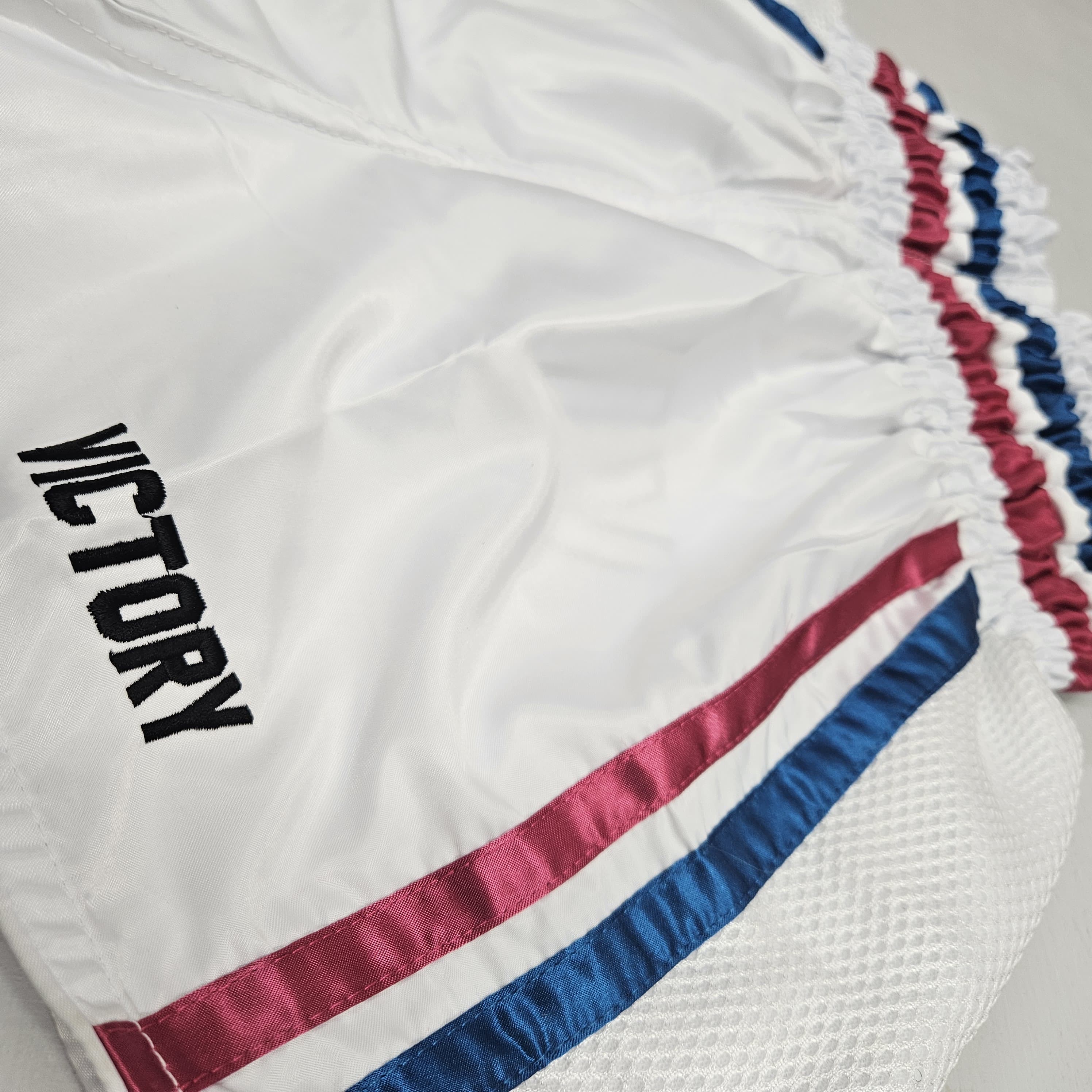 VICTORY MUAY THAI SHORTS MIAMI VICE V2 WHITE/BLUE/PINK - Image 3