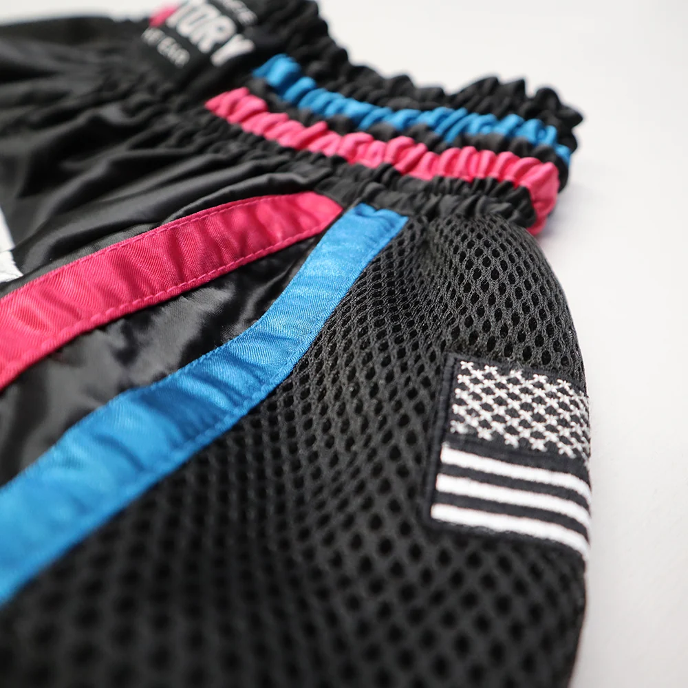 VICTORY MUAY THAI SHORTS MIAMI VICE V2 BLACK/BLUE/PINK - Image 4