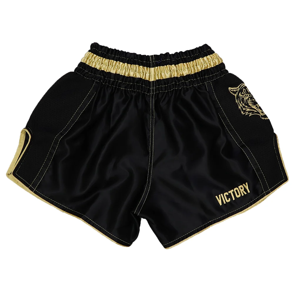 VICTORY MUAY THAI SHORTS TIGER V2 BLACK/GOLD - Image 3