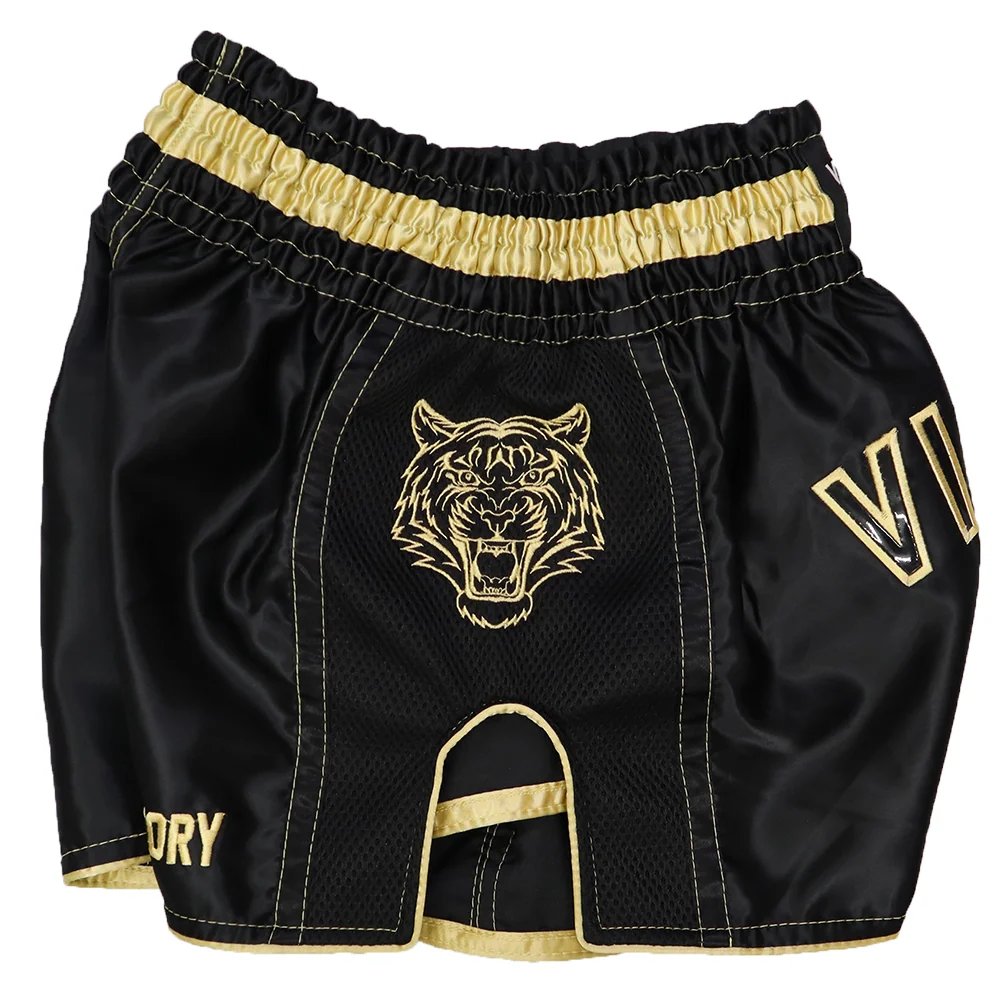 VICTORY MUAY THAI SHORTS TIGER V2 BLACK/GOLD - Image 4