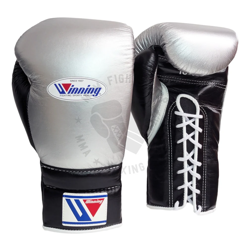 WINNING GLOVES CUSTOM LACE 16OZ SILVER/BLACK