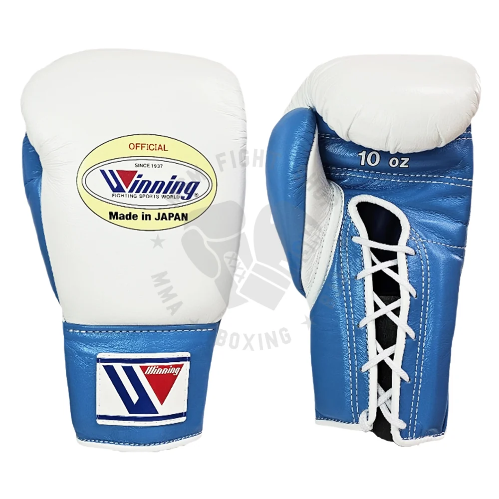 WINNING GLOVES PRO FIGHT CUSTOM LACE UP WHITE/ SKY BLUE