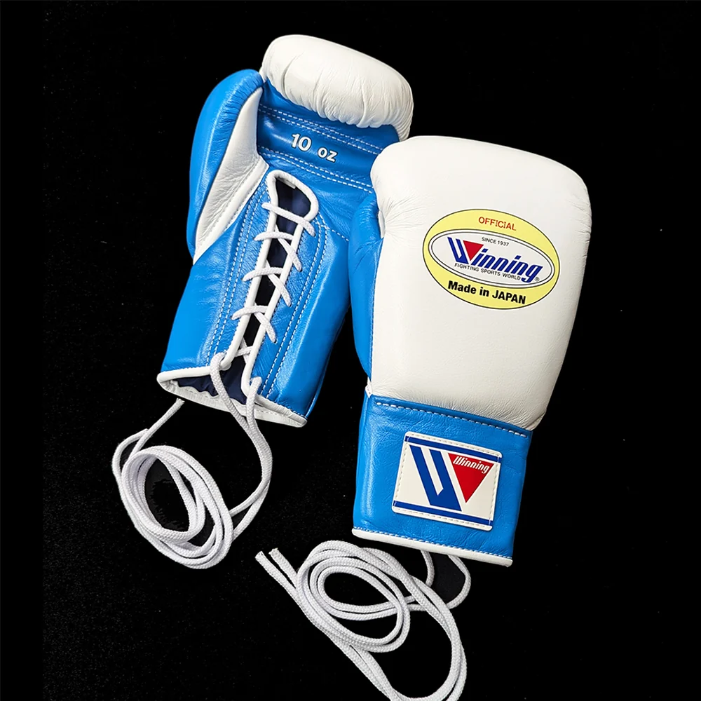 WINNING GLOVES PRO FIGHT CUSTOM LACE UP WHITE/ SKY BLUE - Image 2